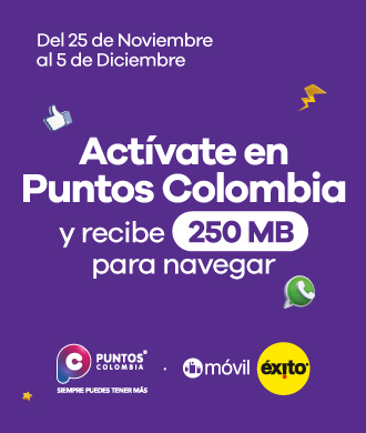 Actívate en Puntos Colombia y recibe 250MB para navegar