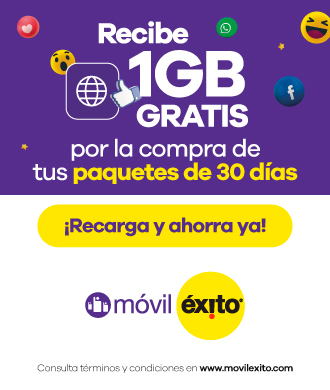 Recibe 1 GB adicional por la compra de tu paquete de 30 días