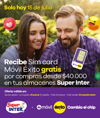 Recibe sim card móvil éxito gratis por tus compras desde $40.000