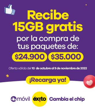 Recibe 15GB gratis por la compra de tus paquetes de $24.900 y $35.000