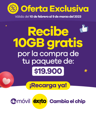 Legal Paquete10GB gratis por la compra de tu paquete de $19.900